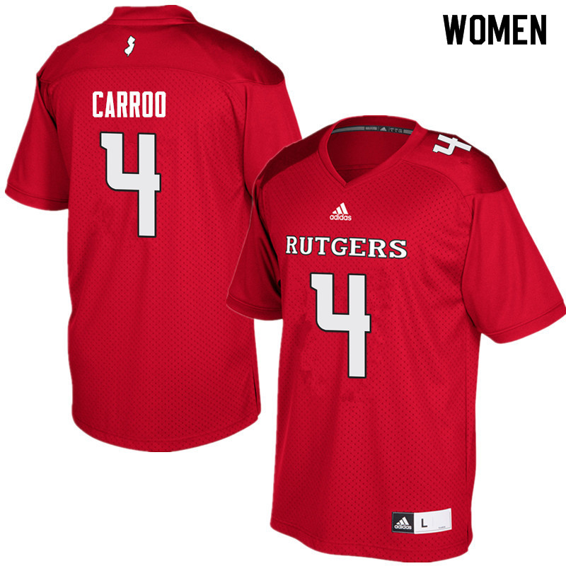 Women #4 Leonte Carroo Rutgers Scarlet Knights College Football Jerseys Sale-Red